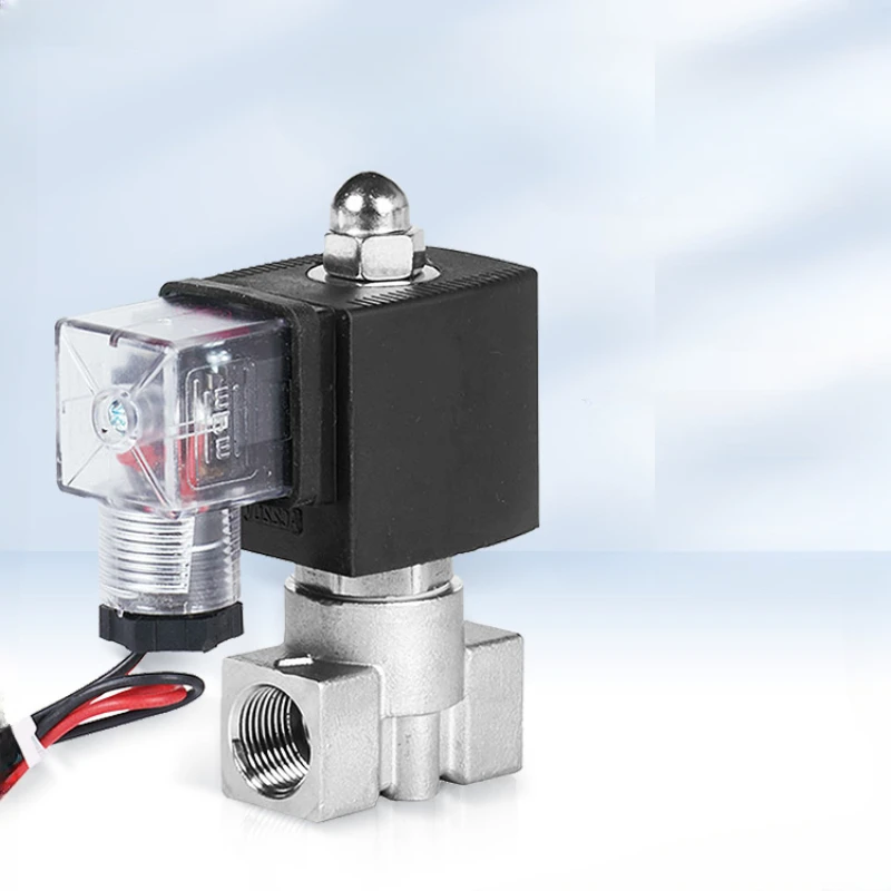 Stainless steel micro high-pressure solenoid valve 2/3 waterproof electronic valve 220V24 pipeline automatic control on-off