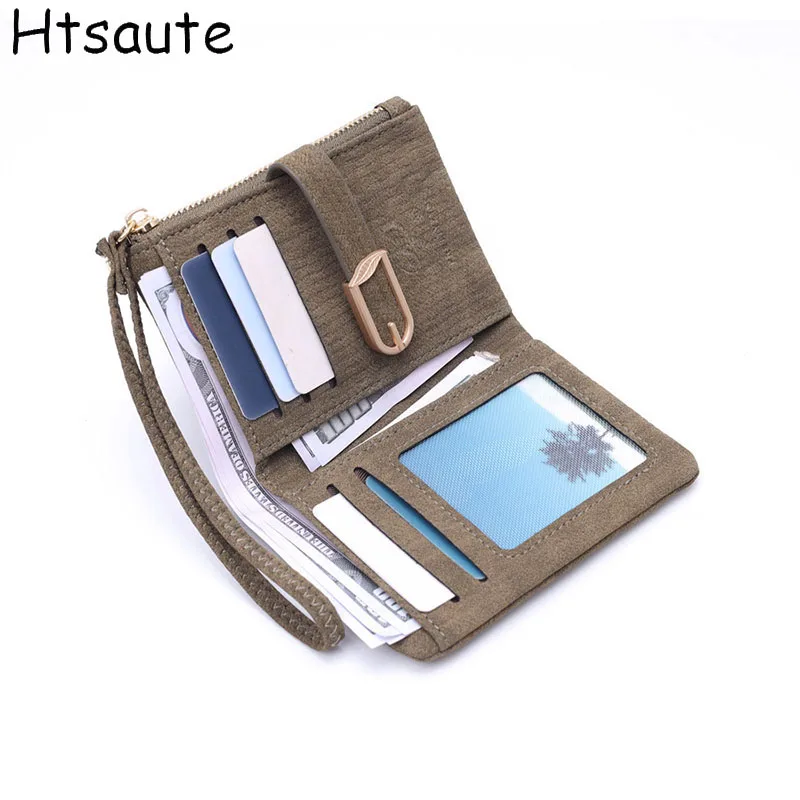 Fashion Zipper Wallets Buckle Coin Purse Hand Women's Short Wallet Bifold Multi-slot Card Holder