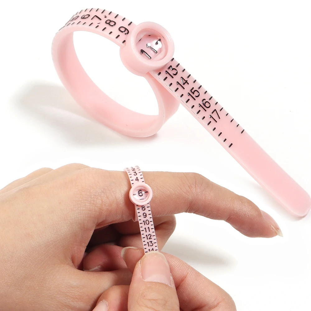 5pcs Pink/Black Adjustable Ring Sizer Measuring Tool Reusable Finger Size Gauge For Jewelry Sizing 1-17 USA Ring Size Guide
