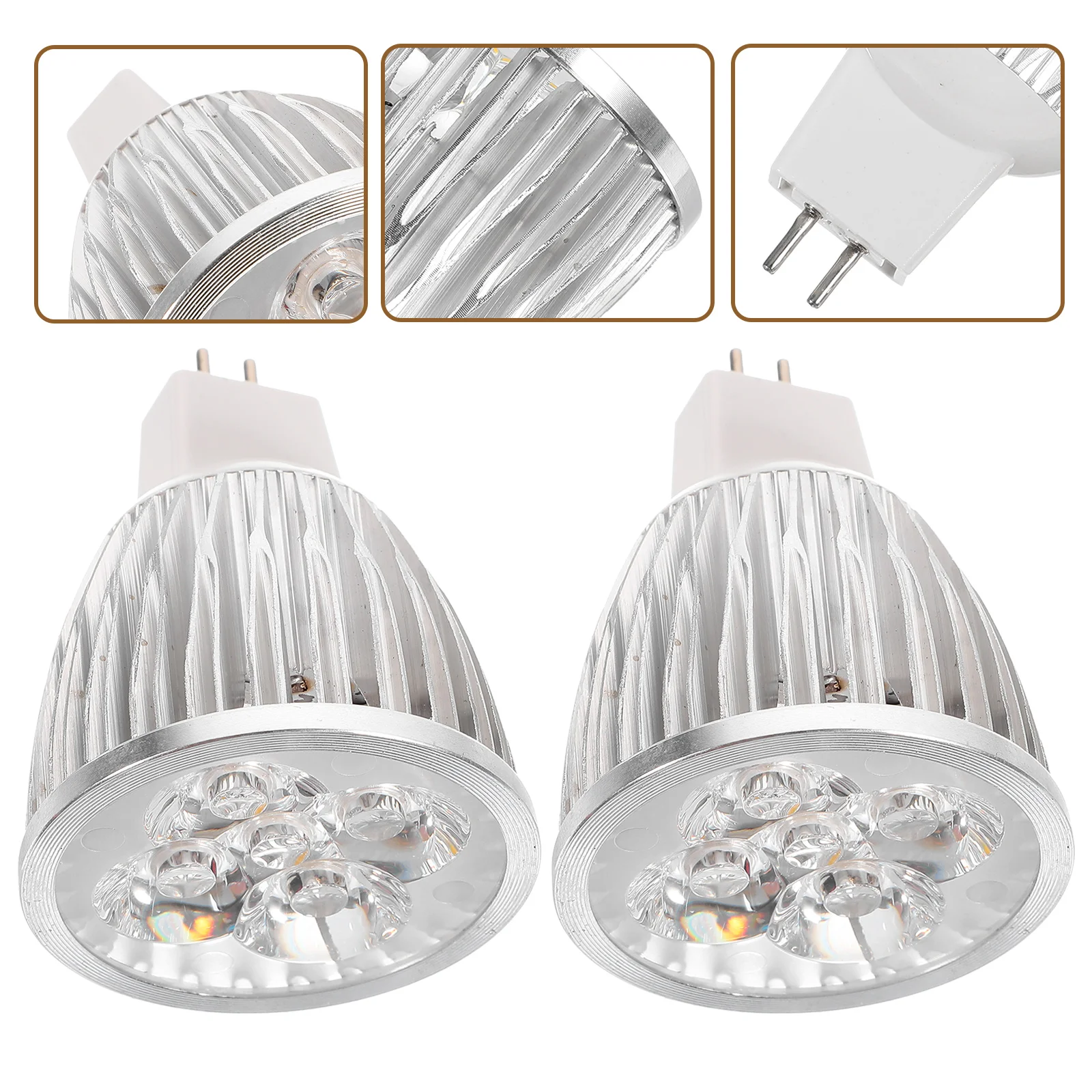 

2 Pcs Light Bulb Heater Lamp Beads Warm White Wax Melt Warmer LED Bulbs Prong MR16 Halogen Pin