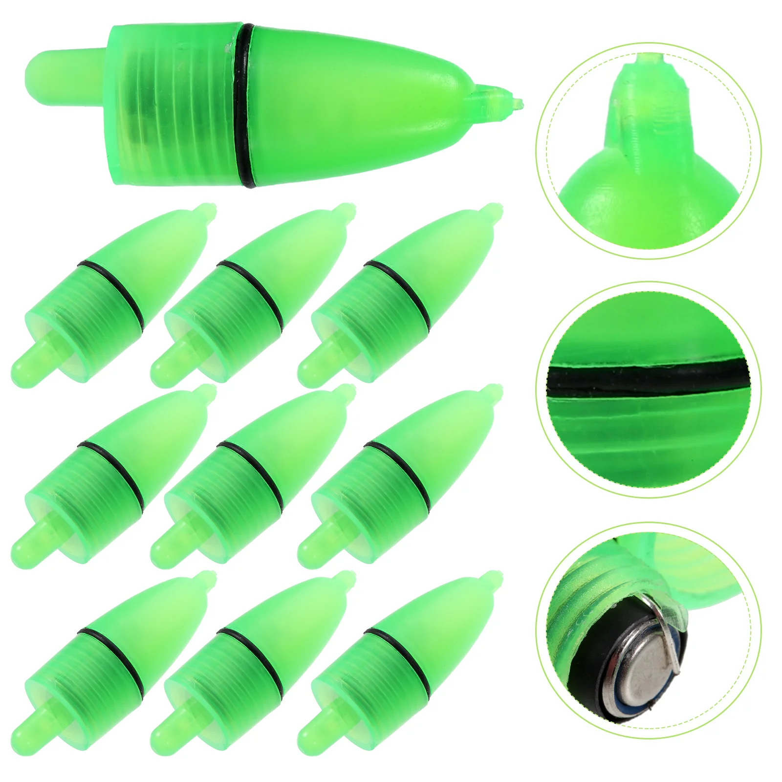 20 Pcs Fishing Gear LED Night Light Bell Rod Bite Lamp Luminous Float Alarm Green