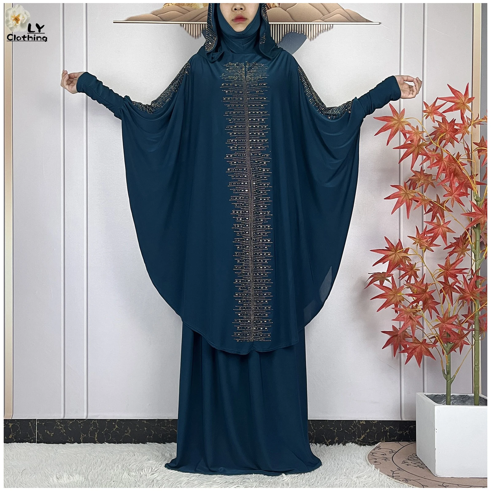 New Style Muslim Two Piece Set Prayer Clothes Dubai Abaya Set Women Prayer Garment Dress Hijab Women Skirt Sets Islamic Ramadan