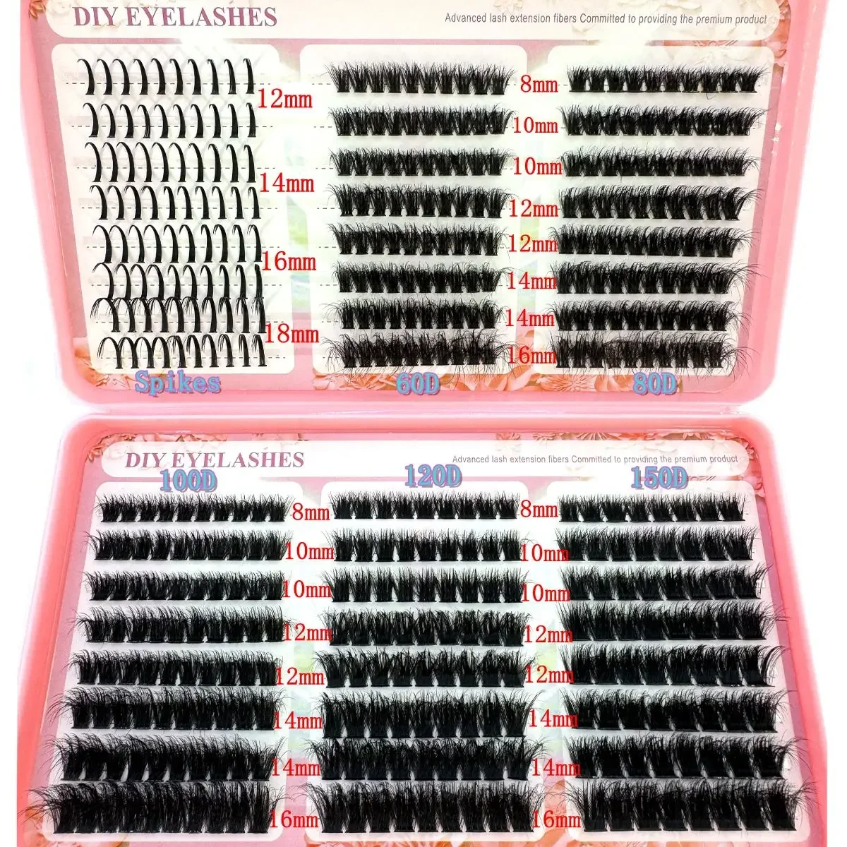 48 Reihen Styles Spikes Lashes Einzelwimpern Volumen-Wimpernbüschel D/DD Curly Dicke Wimpernbüschel 8-18MM DIY Wimpernverlängerungen