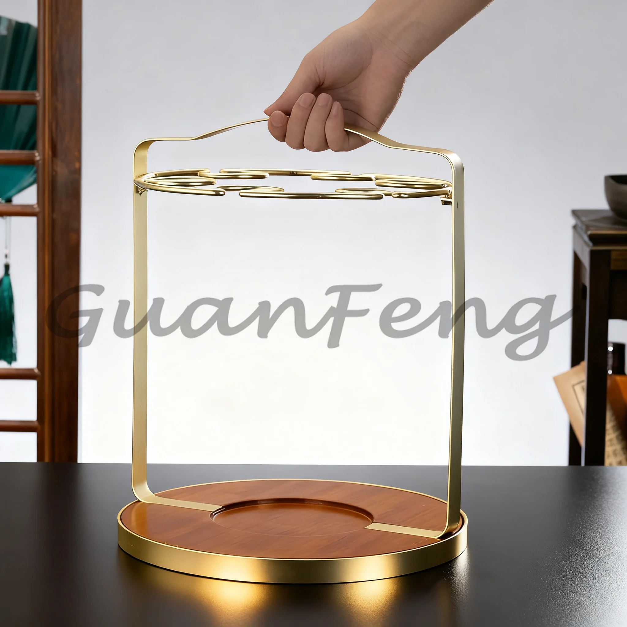 Modern Home Bar Stemware Hanger, Luxury Tall Pole Wine Glass Rack, Upside Down Goblet Storage & Display