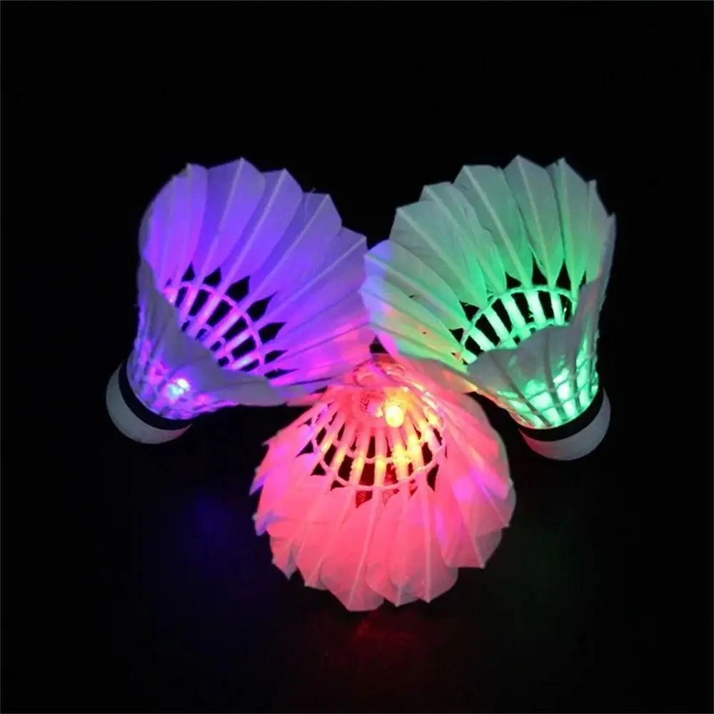 With LED Lamp Badminton Ball Night Training Foam Head Lighting Badminton High Elasticity Windproof Coloful Glowing Ball Indoor