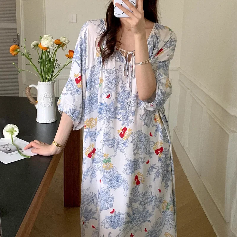 

Nightgown Summer Women's Clothing Shirts Breathable New Outerwear Fashionable Comfortable Casual Loose Large Size Luxury