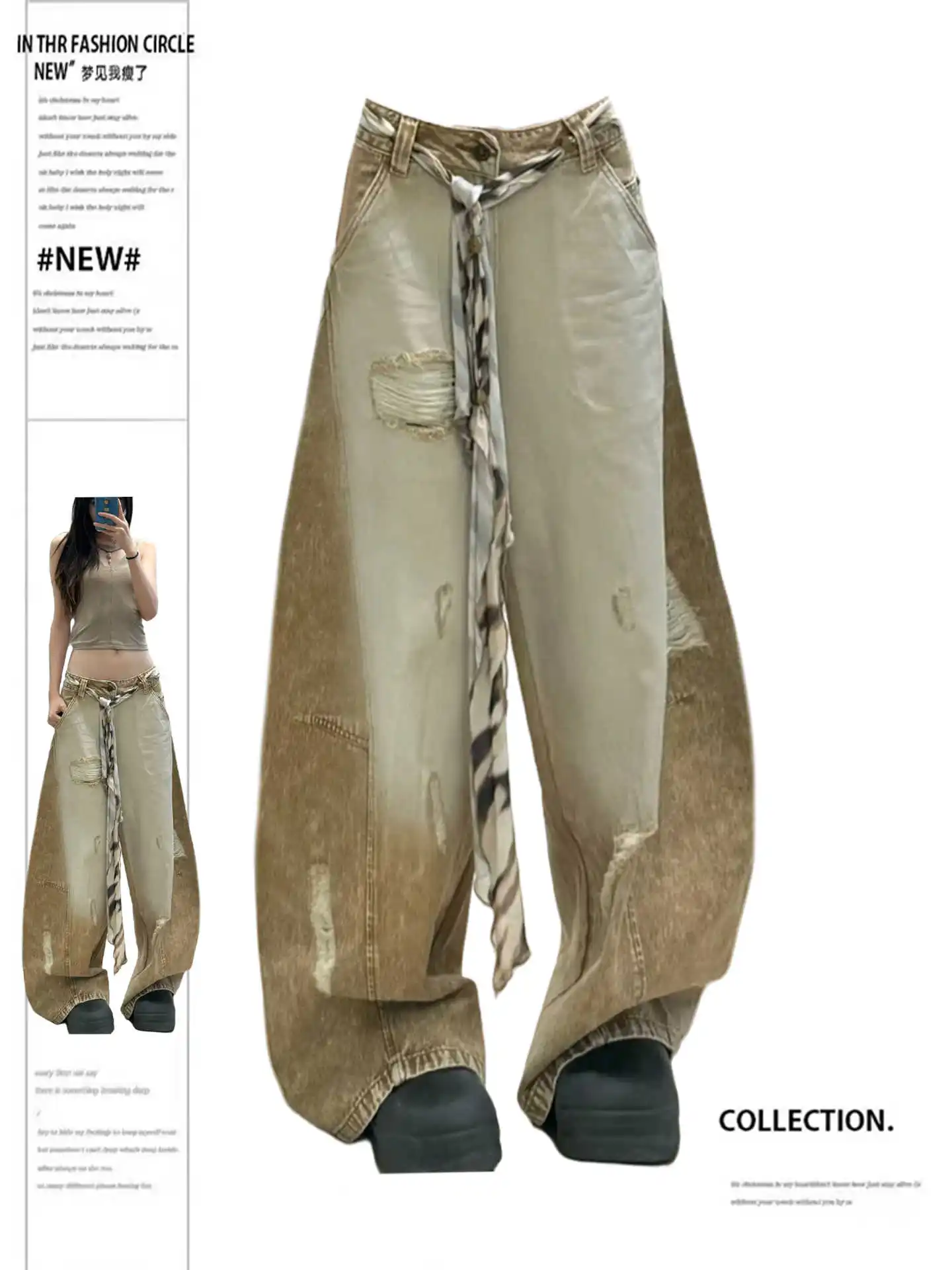 

Women's Baggy Y2k Ripped Jeans Harajuku Vintage Hip Hop Denim Trouser Grunge Jeans Long Pants Japanese 2000s Style Clothes 2025