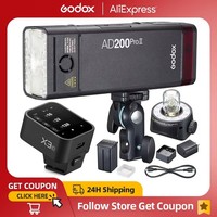 Godox AD200ProII AD200Pro II TTL 2.4G Wireless Camera Pocket Flash Compatible with  Nikon Canon Sony Fuji Olympus