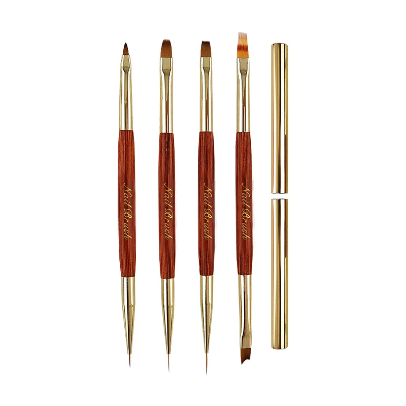 1/4PCS Gold Double Head Nail Brush Drawing Brush Liner Brush Painting Pen Gel Polish Crystal Nail Art Manicure Tools Nails