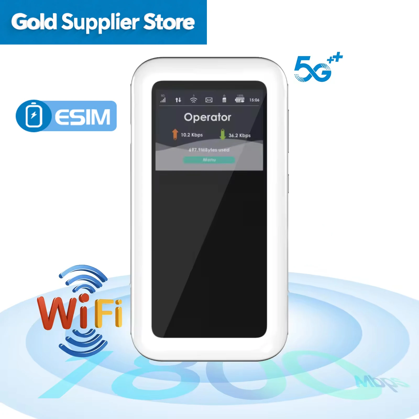 M46-e Portable 5G E-Sim Router High Performance Mini WiFi Mobile Router with 1800 Mbps Speed 4500 Mah    SDX62 Chipset