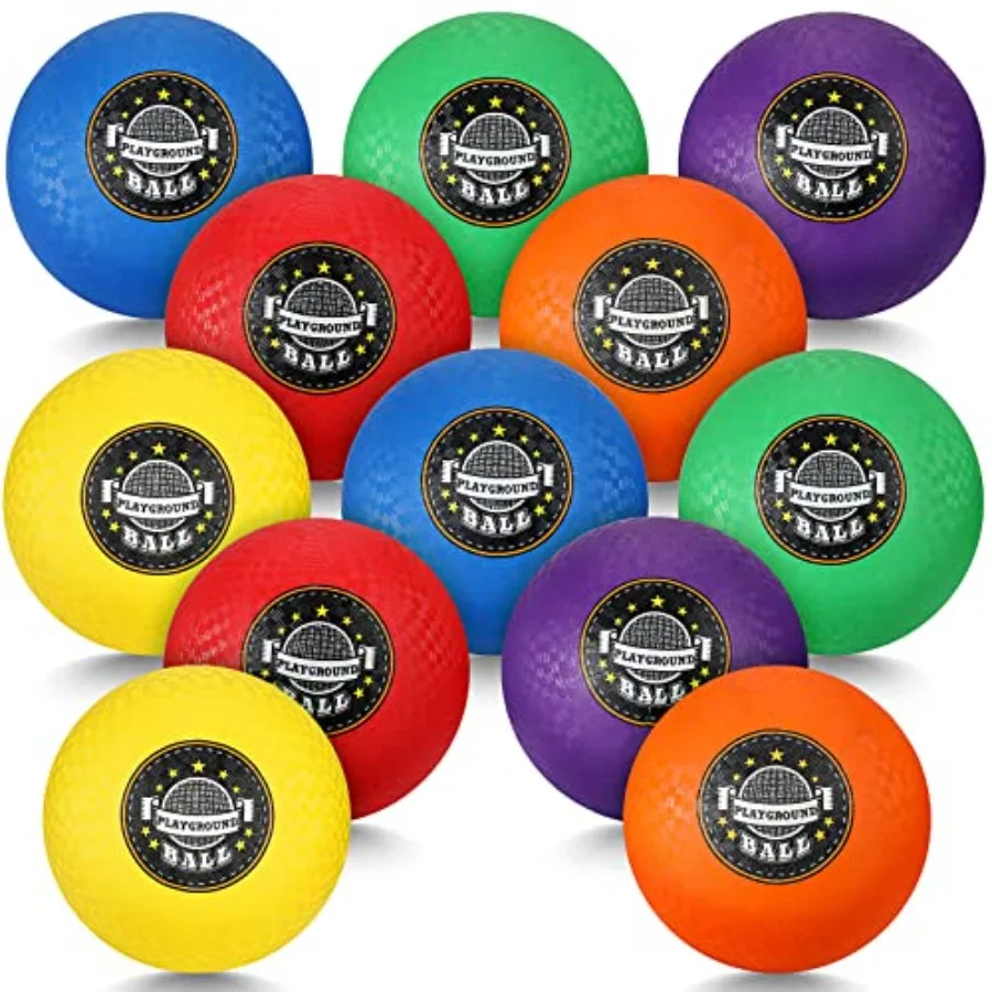 Playground balls for indoor and outdoor games rubber bright colors bouncy and durable 12-pack of 8.5-inch inflatable dodgeballs