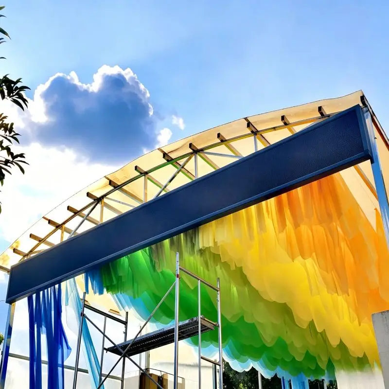 Wind-Moved Wave Ceiling Decoration Drapes Outdoor Colorful Sunshade Cloth Courtyard Pergola Party Homestay Inn Scenic Area Props - view 5