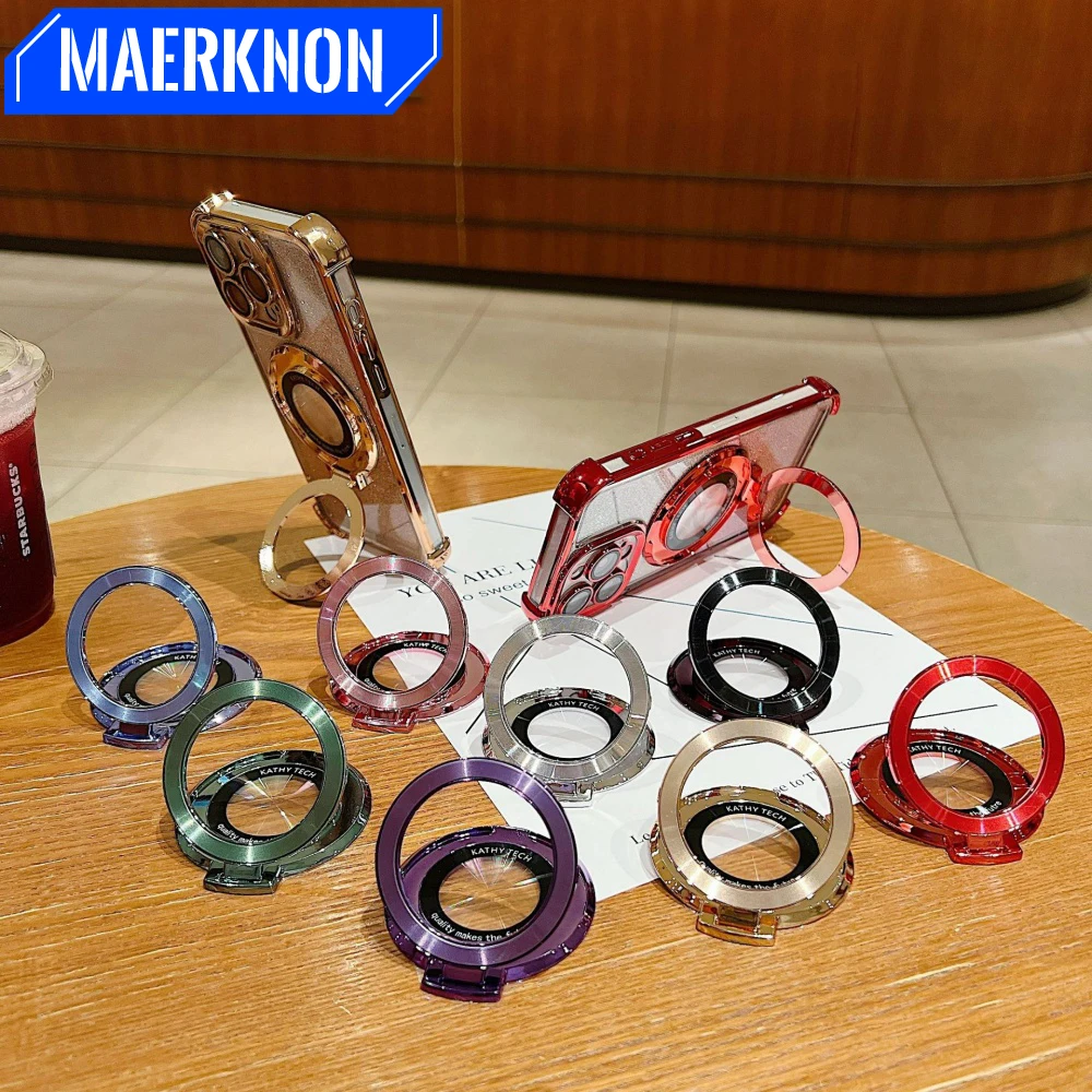 

Magnetic Bracket Ring Stand Universal Luxury Plating Phone Back Case Holder Cover Accessories For iPhone 15 14 13 12 11 Pro Max