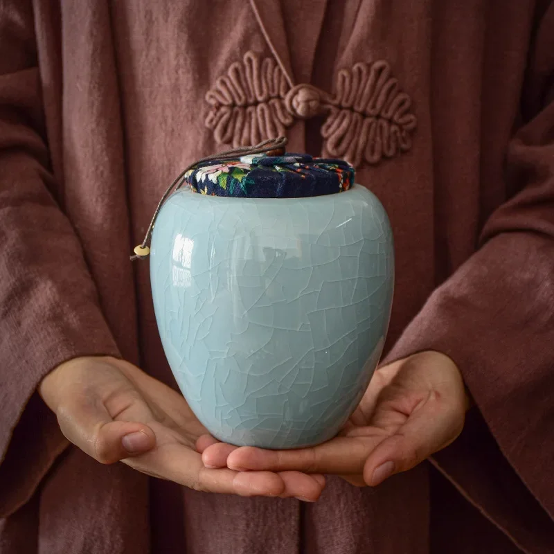 

Cracked Ceramic Tea Pot Cloth Moisture-proof Sealed Jar Porcelain Kitchen Storage Container