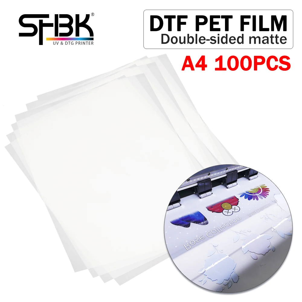 100枚入り-a4サイズ-pet-dtfフィルム、両面マット仕上げ。エプソンdtfプリンター用、熱転写対応。l805、l1800、r1390、l18058、l800、xp600、tx800、r2000に対応。