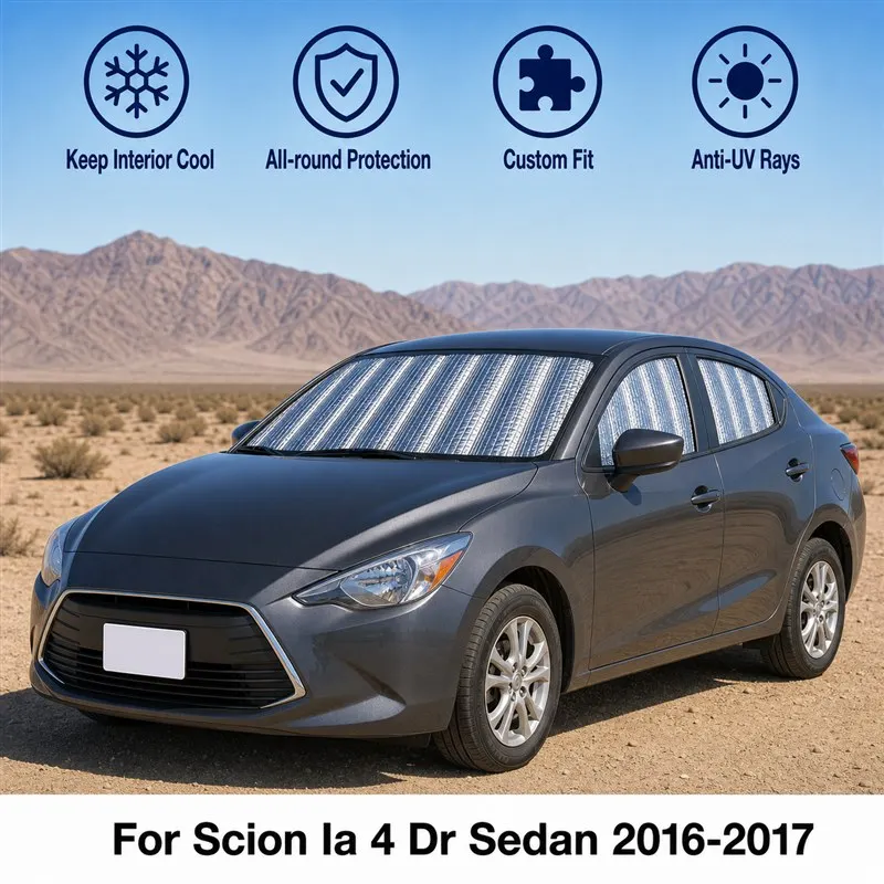 

For Scion Ia 4 Dr Sedan 2016-2017 Full Set Car Window Sunshades UV Block Privacy Heat Insulated Foldable Car Curtain