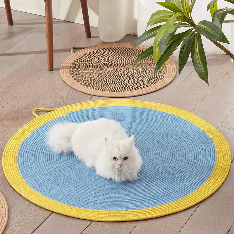 

Cat Mat Summer Sleeping Rattan Mat Sisal Nest Cat Ice Pad Cat Scratch Board Wear-Resistant Non-Dandruff Pet Supplies Accessories