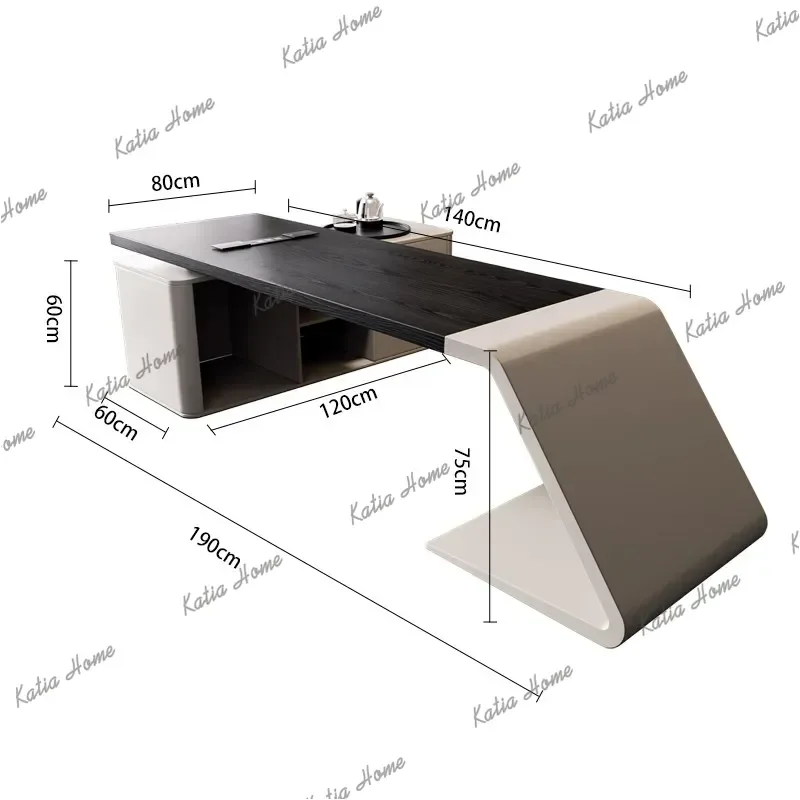 YJ Italian minimalist desk, tea table, all-in-one boss table, reception light luxury, high-end sense of modern and simple large
