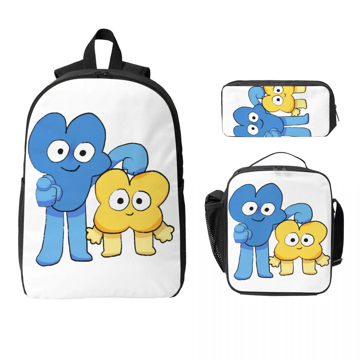 Four And X Bfdi Backpack Student Boys Girls BookBag School Bag Computer Shoulder Bags 3ps Insulated Lunch Bag Pencil Case