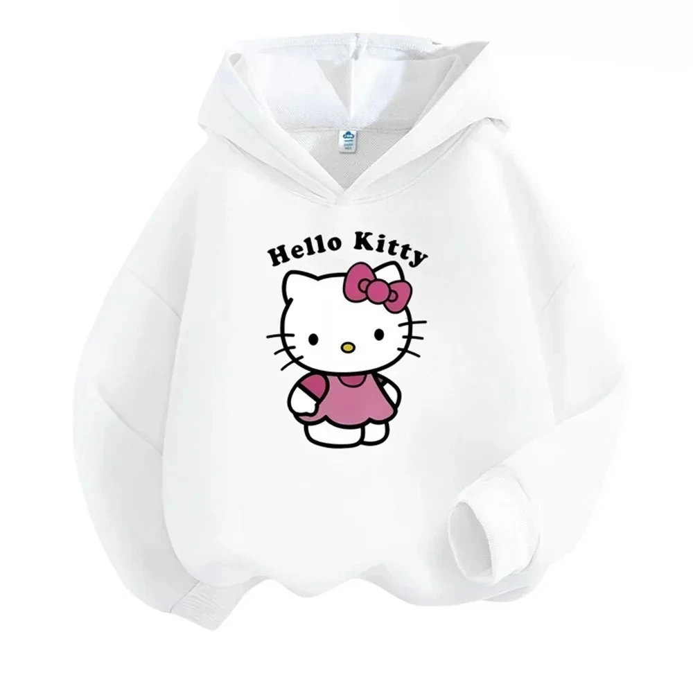 Felpa con cappuccio ampia a maniche lunghe spessa da donna autunno-inverno Hello Kitty adatta per gite/raccolte vestiti Hello Kitty