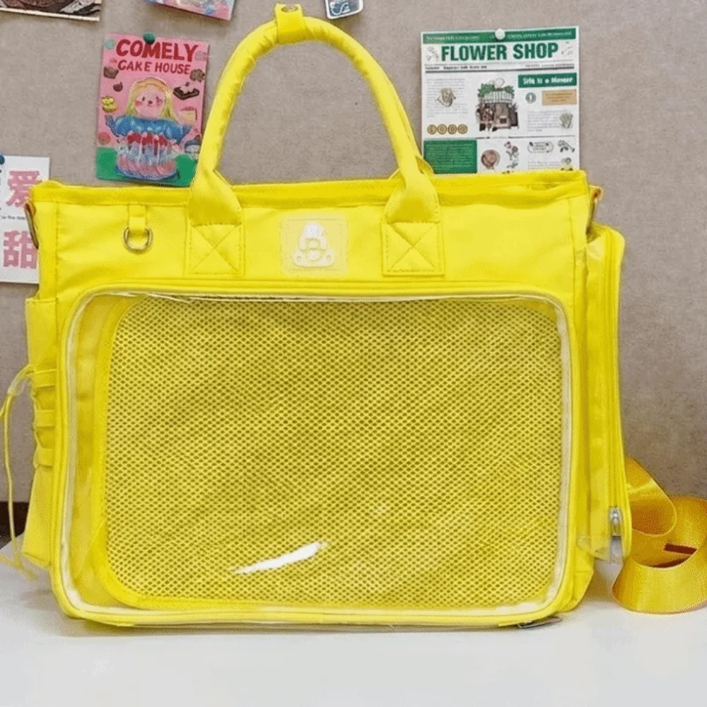 Square Shape Female Transparent Backpack Lightweight Adjustable Strap Multifunctional Shoulder Bag Versatile Large Capacity