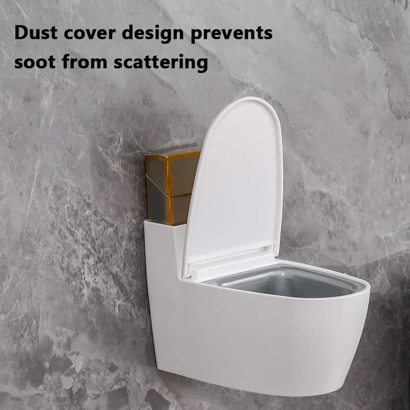 Creative Toilet Ashtray Home Bathroom Storage Cigarette Case With Lid Wall-mounted Plastic Ashtray Suitable For Home Office Use