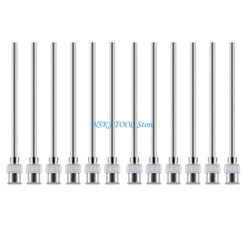 L8RC Pack of 12 50mm Dispensing Needle Constructed from Stainless Steel Ensuring Precise Performances for Laboratory Work