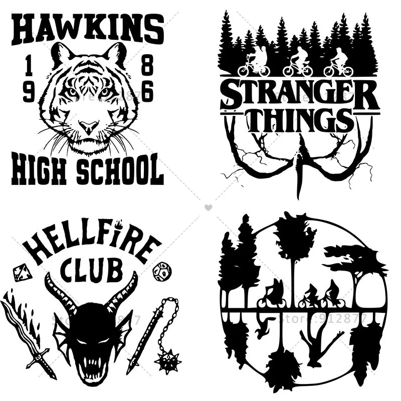 Jacket patches Hawkins High School Middle School Tigers Cool The Upside Down Iron On Trans Patches For Backpacksfers DTF print