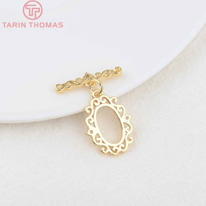 (3254)6 مجموعات 24K الذهب اللون مطلي النحاس مع الزركون البيضاوي الرجعية نمط سوار O تبديل المشابك جودة Diy بها بنفسك مجوهرات اكسسوارات #4