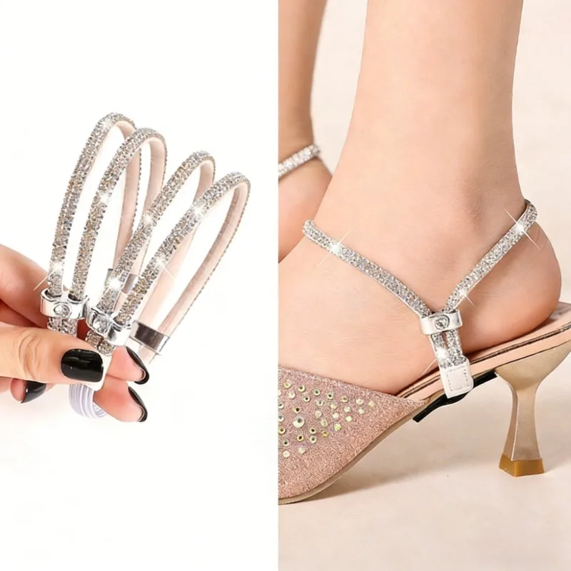 

Пара универсальных ремешков для каблуков, не требующих установки, регулируемые эластичные ленты для туфель и босоножек, роскошные противоскользящие невидимые ремешки на щиколотку