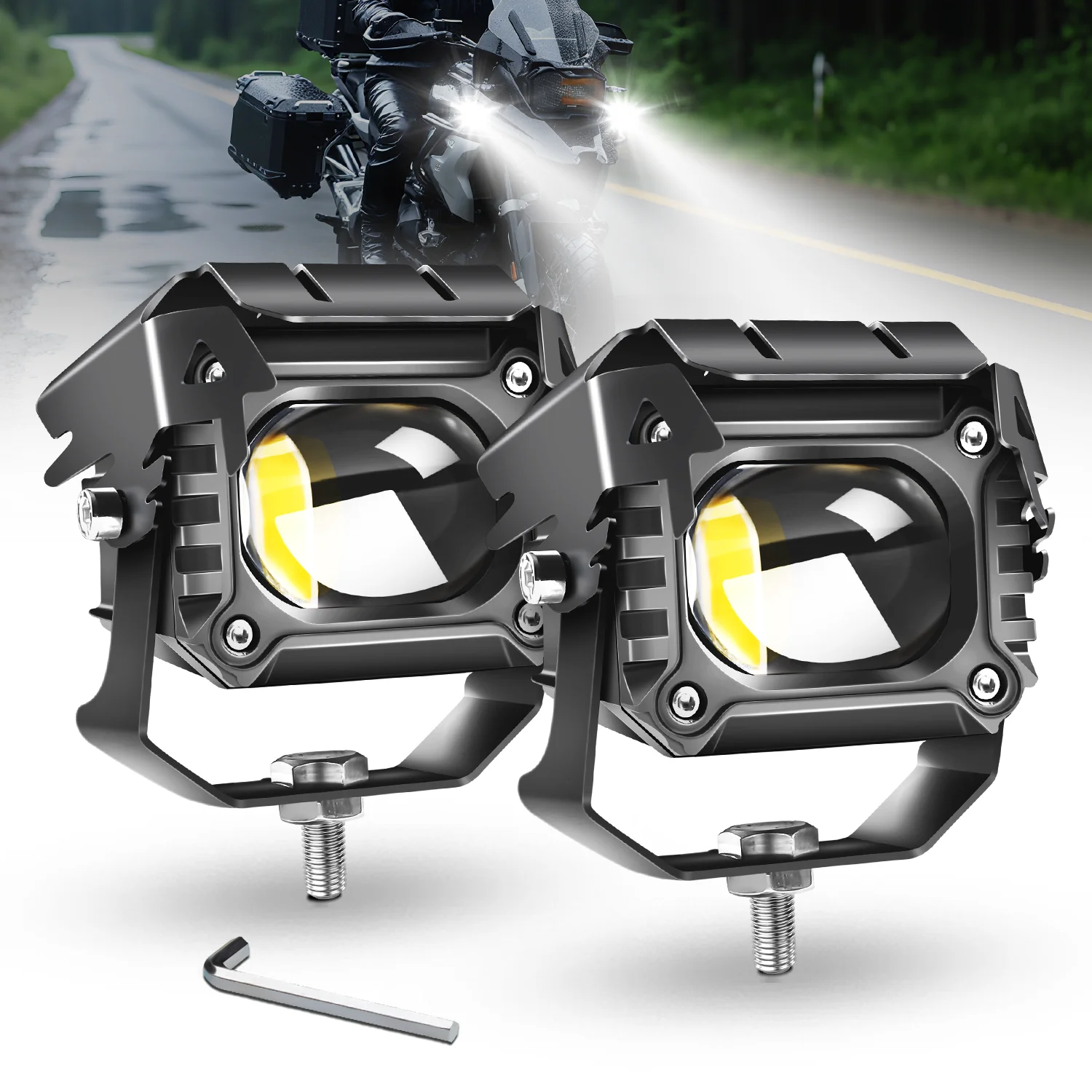 

2pcs Motorcycle LED auxiliary light,waterproof and dustproof light ,white light for Off-Road, ATVs, etc.