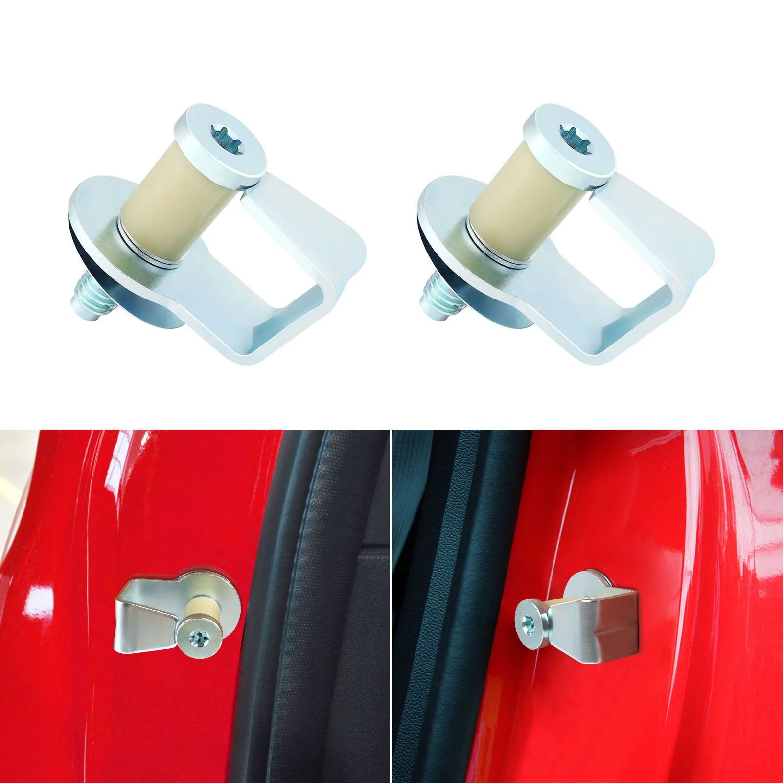 2PCS Door Lock Striker Left & Right E9AZ5422008A Bolt Pin For F150 F250 F350 F450 Metal Plastic Replacement Compatible Anti-rust