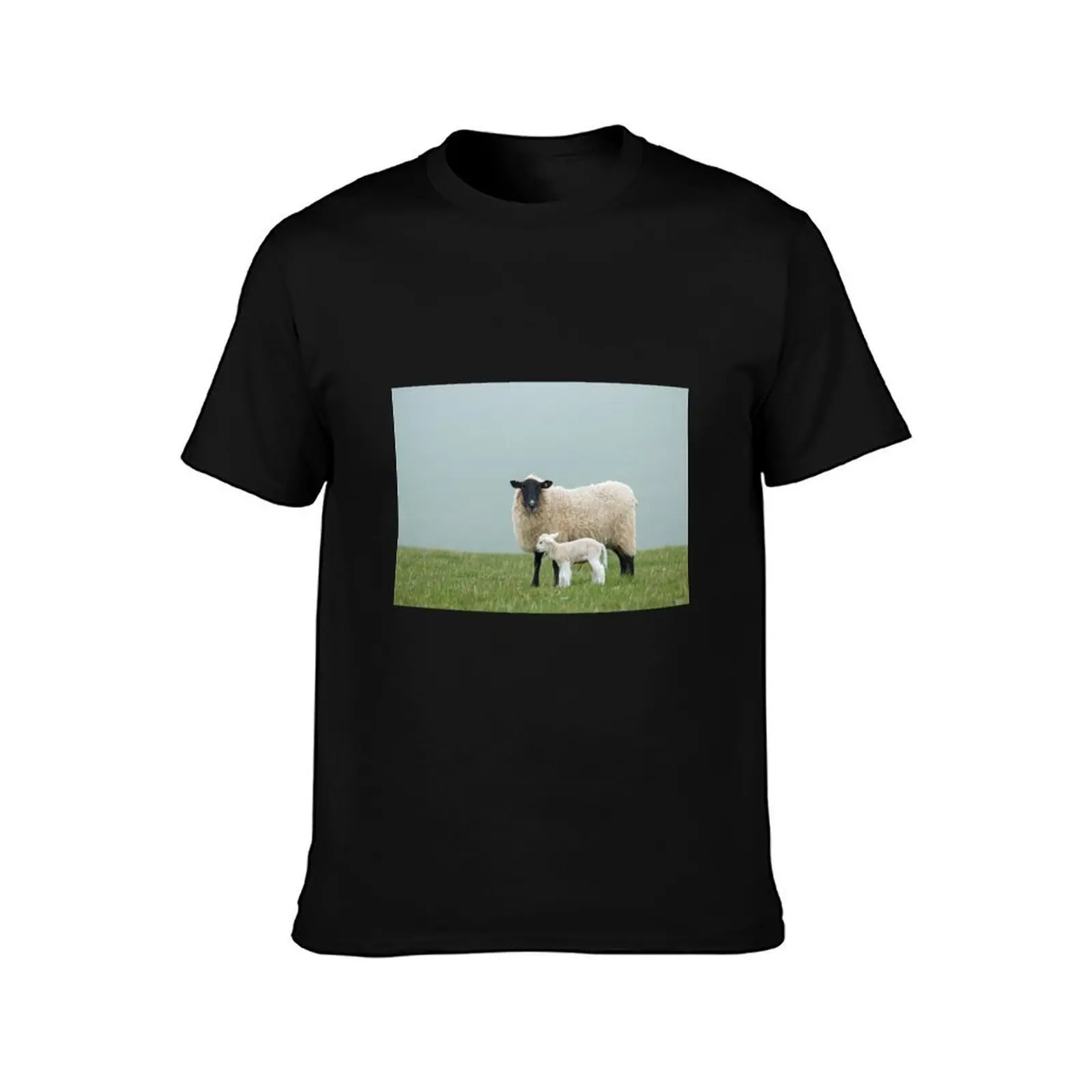 Ewe and Lamb T-Shirt, Summer Casual Cotton Tee, Oversized Streetwear Tops, Vintage Graphic Print, Loose Fit Short Sleeve