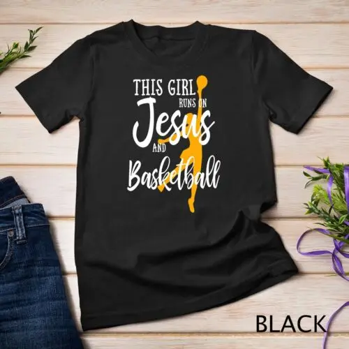 This Girl Runs On Jesus And Basketball Shirt Christian Gift Unisex T-shirt