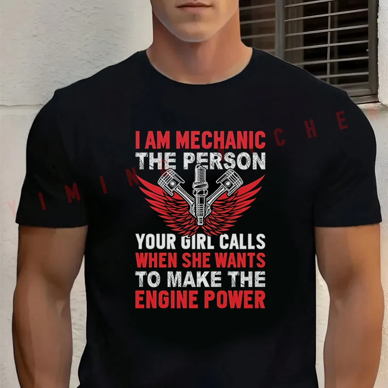 

Men‘s’ T-shirt High Quality Funny Cotton I Am Mechanic Funny Design Motorcycle Tee Casual O-neck Male For Men Hip Hop Tops