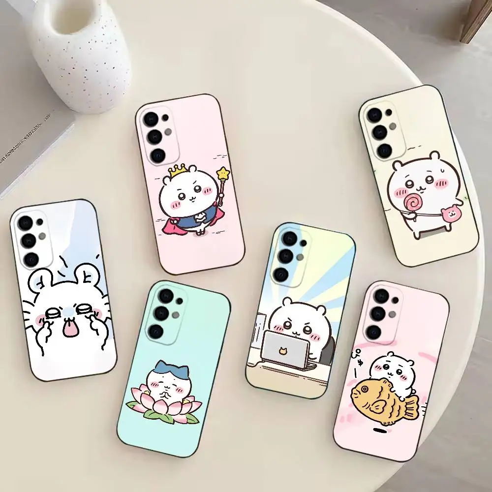 Cartoon Cute C-Chiikawaing phone Case For Samsung S26,25,24,21,22,23,30,20,Ultra,Plus,Fe,Lite Black Soft Cover