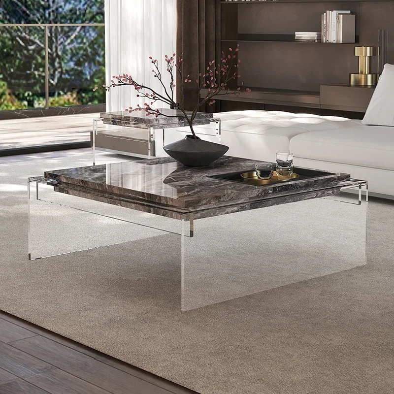Transparent Aesthetic Coffee Table Minimalist Unique Modern Living Room Coffee Table Designer Simple Meubles Home Furniture