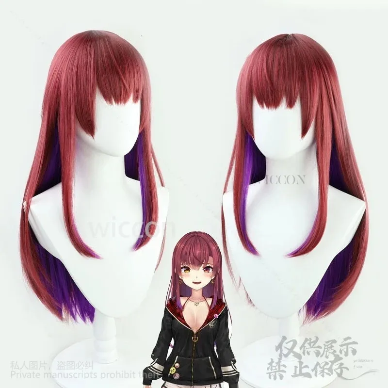 أنيمي Youtuber Hololive Houshou البحرية VTuber الأحمر تأثيري الباروكات تسعة VER مقاومة للحرارة الشعر الاصطناعية للفتيات امرأة مخصصة #6