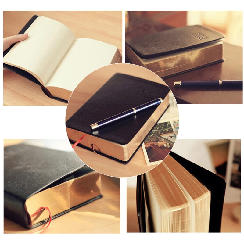 Bible Book Ultra Thick PU Imitation Bible Notebook Leather Gold Edge Retro Blank Notebook