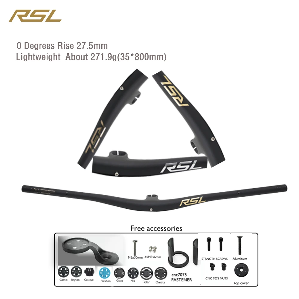 

RSL MTB Full Carbon Fibre Cockpit 0° Rise 27.5mm Super light Integrated Handlebar for Mountain Bike Stem 35/45/55mm