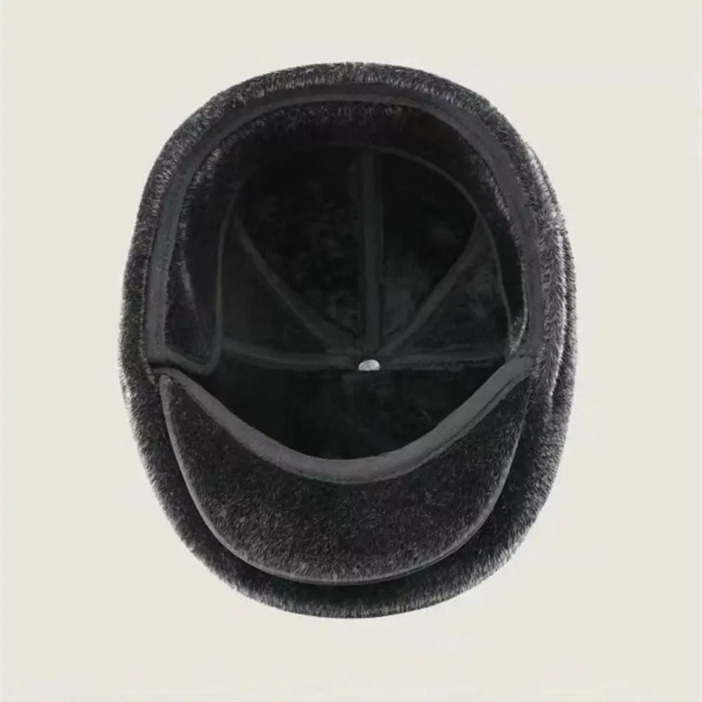 Fashion Faux Fur Newsboy Hat Outdoor Winter Warm Dad Hat Vintage Flat Cap