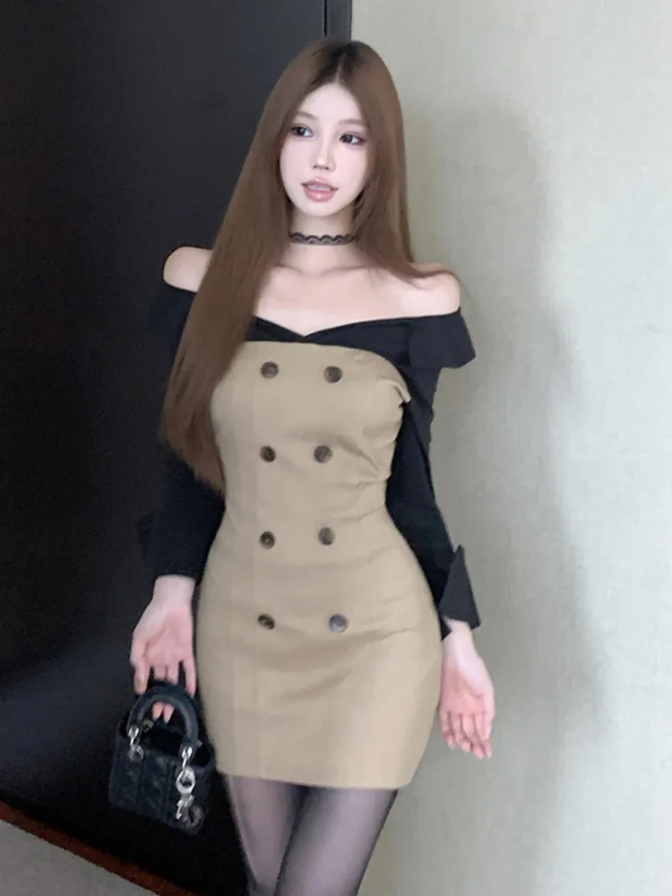 French Elegant Fashion Short Dresses For Women 2024 New Autumn Ladies Korean OL Work Dress Party Vestido Feminino Robe Femme