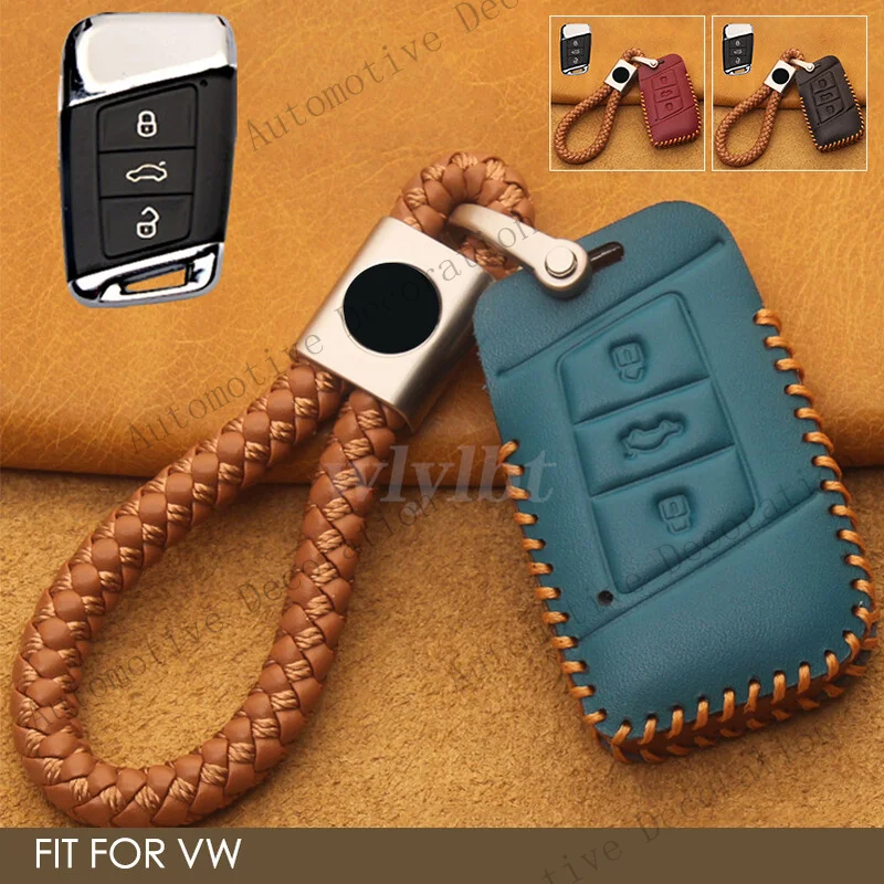 Z+ Leather Car Smart Key Fob Cover Case Holder Bag For VW Arteon Atlas Jetta Passat