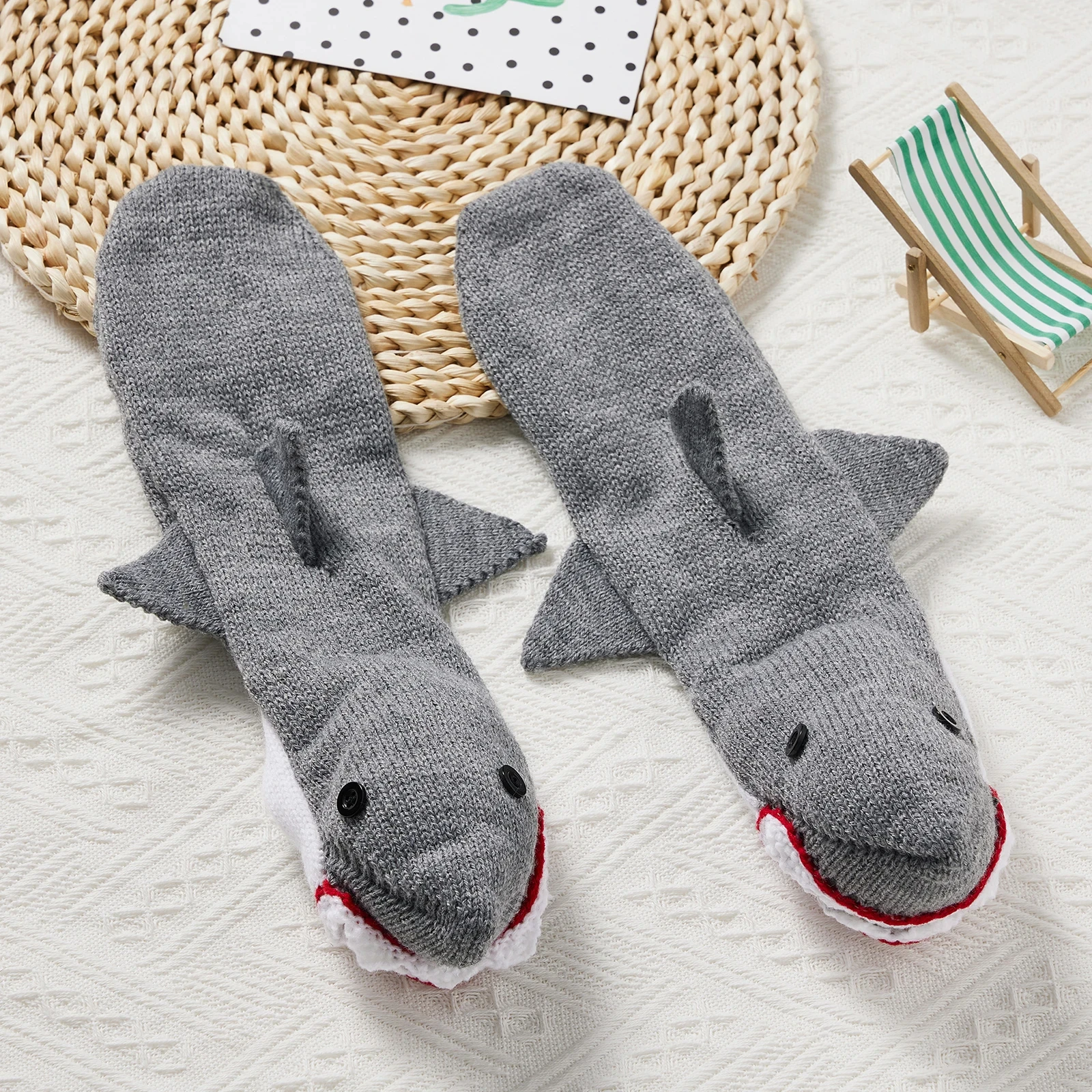 Halloween Funny Animal Socks for Women Novelty Alligator Floor Socks Christmas Creative 3D Knit Sock Funky Shark Socks