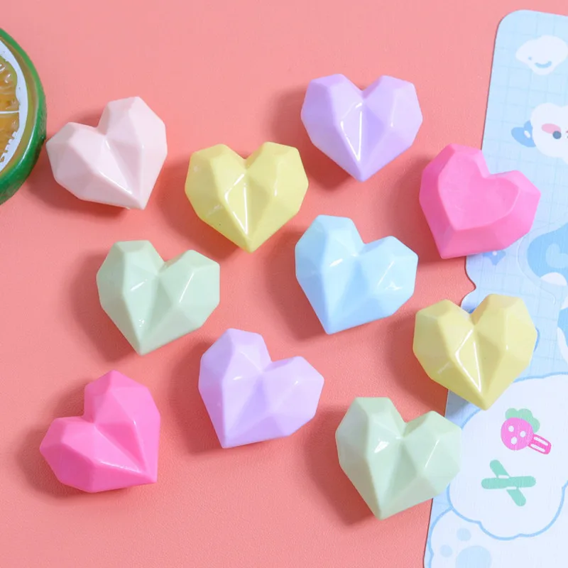 

10Pcs Rhomboid Candy Color love Heart Resin DIY Ear stud Shoes Hat Icebox Barrette Mobile Phone Case Scrapbook Flat Back Patch