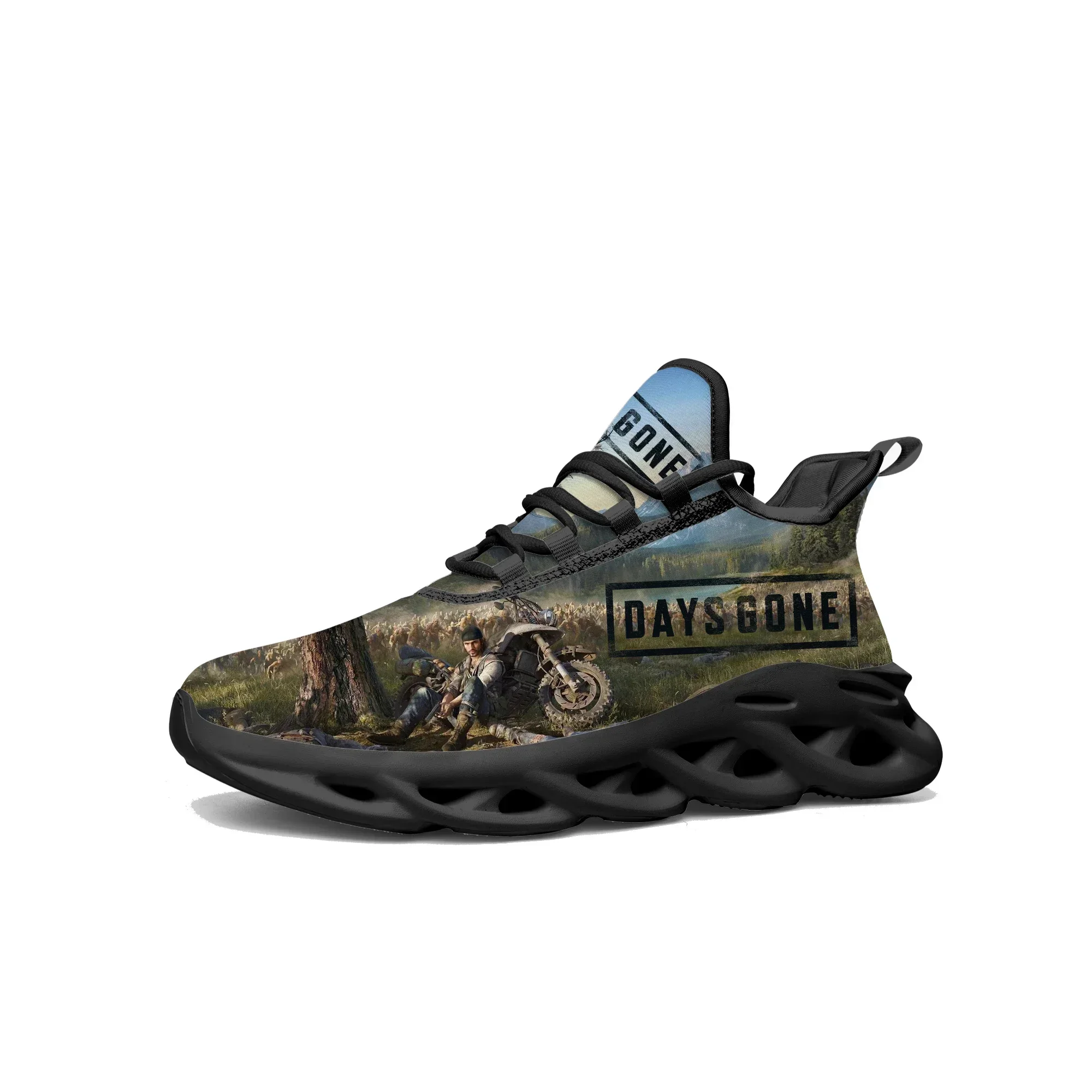 

Кроссовки Days Gone Custom Flats в стиле мультфильмов, мужские и женские спортивные кроссовки для бега, изготовленные на заказ, на шнуровке