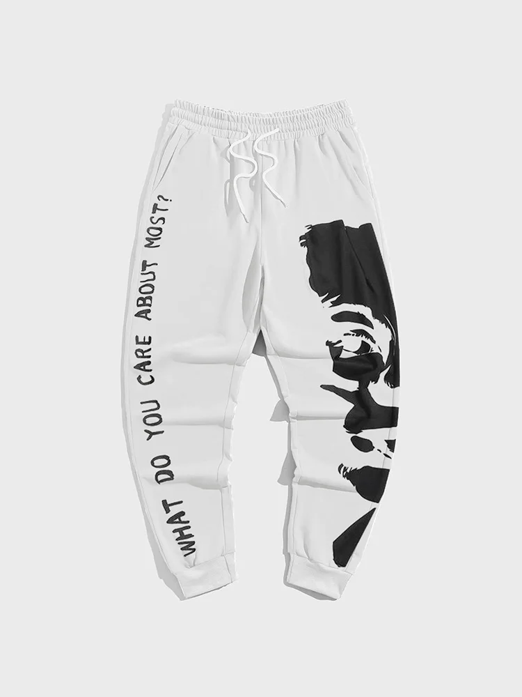 Black White Graffiti Man Pants Fashion Gym Sweatpants Korean Popular Clothe Hip Hop 3D Print Y2k Men\'s Clothing Winter Trousers