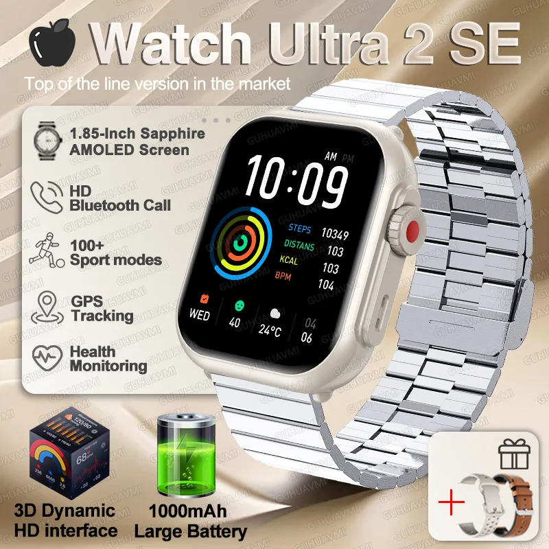 Für IOS Uhr Ultra 2 SE Männer Frauen Smart Armband 1000 mAh Batterie GPS AMOLED Display Bluetooth Anruf Sport wasserdichte Intelligente Uhr