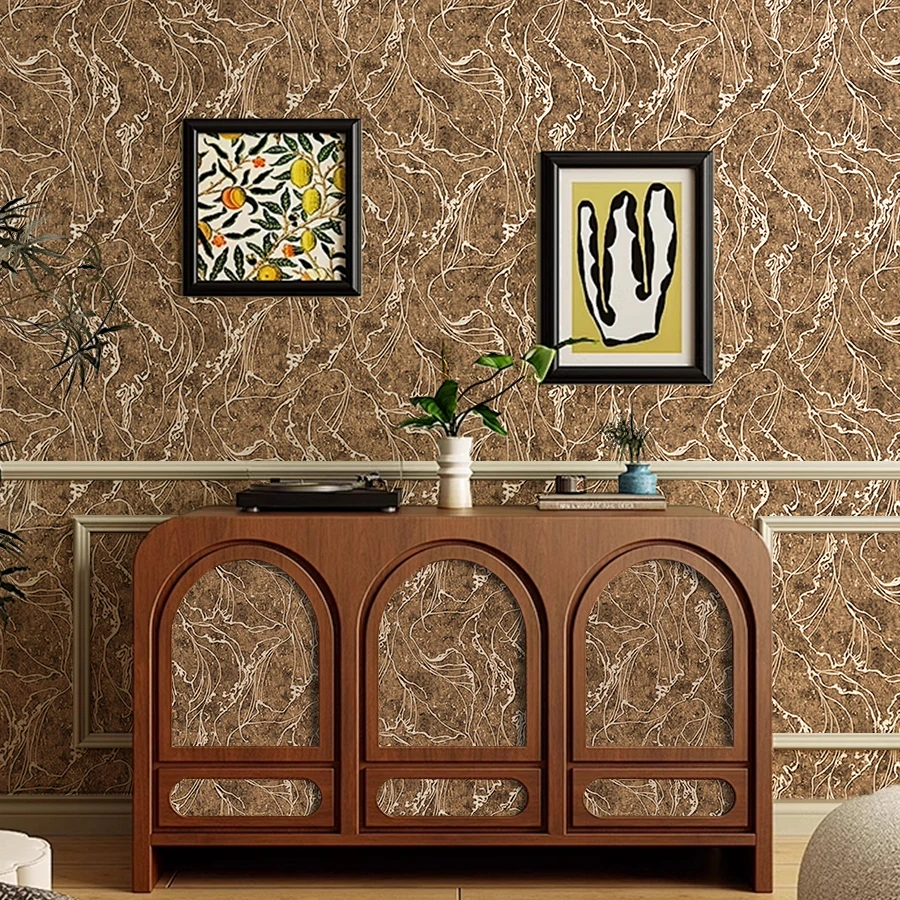 1 Roll 3D Embossed Self-Adhesive Wallpaper, Vintage Style, Waterproof and Removable, Wall Decor for Ktv and Hotels