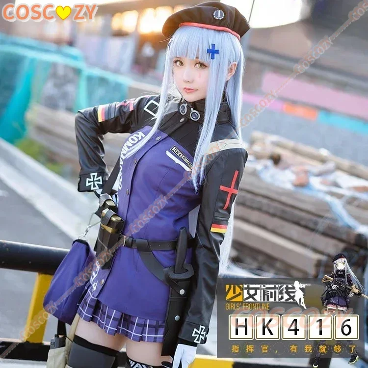 

Game Girls' Frontline Hk416 Cosplay Costume Clothes Wig and Bag Set Halloween Carnival Outfit for Women